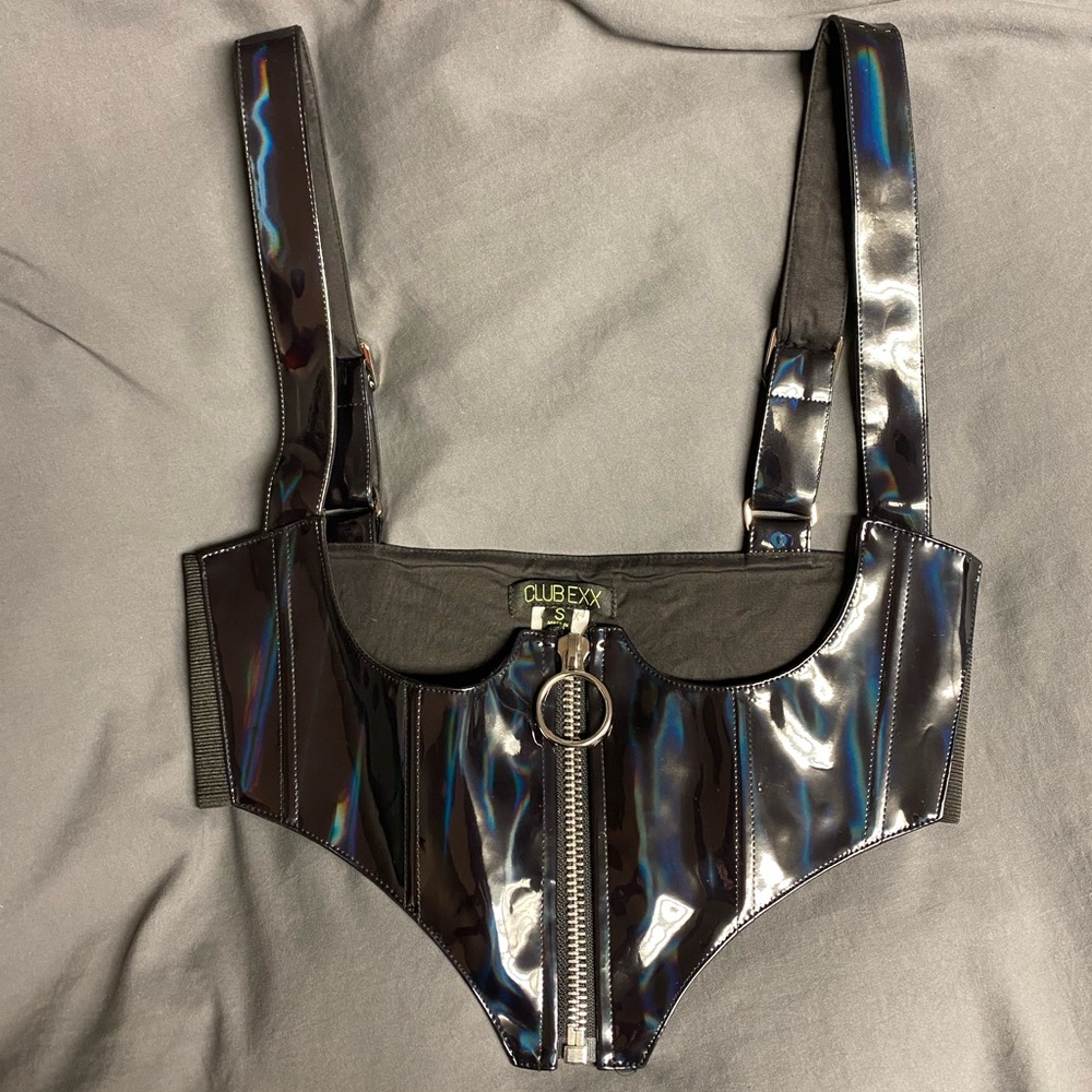 Dolls Kill - Club Exx - Oil Slick Harness Top - Underbust Crop